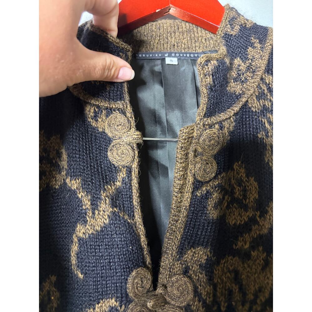 Peruvian Connection Floral Cardigan Sweater Heavyweight Pure Alpaca Floral Sz S - Picture 3 of 7